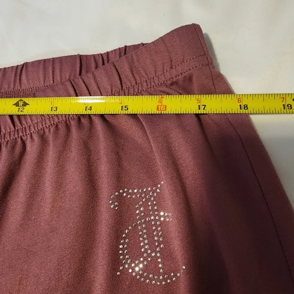 Juicy Couture Long‎ Pant Pajama Set Studded Mauve Sz L. Short Sleeve Button Up